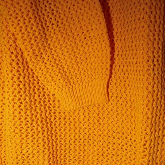 Vintage In Charge Crochet Sweater Dress-Large-Open Knit-Yellow-Sheer-USA Made - Picture 5 of 6